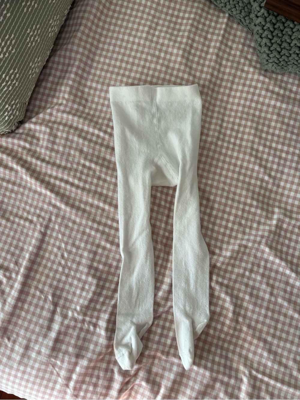 H&M white knit footed tights for toddler